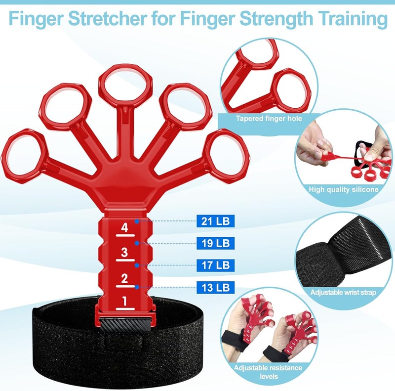 ACOTANT Grip Strength Trainer(5 Pack) with Finger Exerciser, Hand Grip Strengthener, Finger Stretcher,Grip Ring & Stress Relief Ball for Muscle Building and Injury Recover with Carry Bag - Image 3